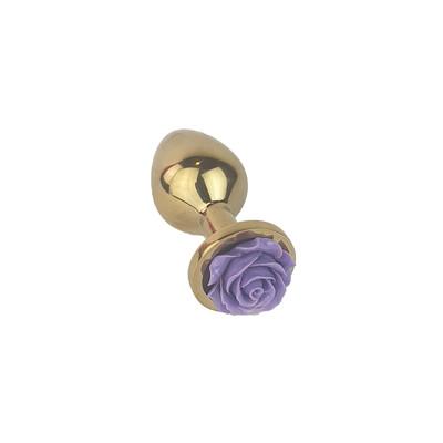 Foto 3 do produto Plug Anal "M" em Metal Dourado e Formato Cônico com Detalhe de Rosa em sua Base - 7,5 x 3,4 cm | Disponível em 4 Cores