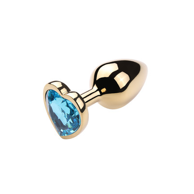 Foto 2 do produto Plug Anal Dourado "G" no Formato Cônico com Detalhe de Pedra Brilhante na Base de Coração - 7,7 x 4 cm | Disponível em 8 Cores