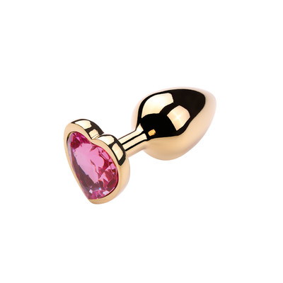 Foto 4 do produto Plug Anal Dourado "G" no Formato Cônico com Detalhe de Pedra Brilhante na Base de Coração - 7,7 x 4 cm | Disponível em 8 Cores