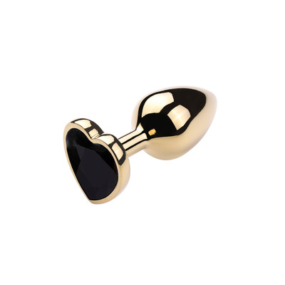 Foto 5 do produto Plug Anal Dourado "G" no Formato Cônico com Detalhe de Pedra Brilhante na Base de Coração - 7,7 x 4 cm | Disponível em 8 Cores