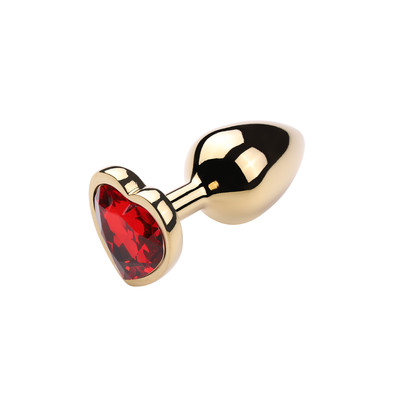 Foto 9 do produto Plug Anal Dourado "G" no Formato Cônico com Detalhe de Pedra Brilhante na Base de Coração - 7,7 x 4 cm | Disponível em 8 Cores