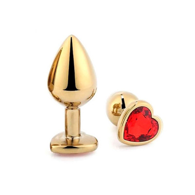 Foto 1 do produto Plug Anal Dourado Tamanho "M" com Joia na Base em Formato de Coração - Lust Metal Diamond Heart  | 7 x 3,3 cm | Disponível em 6 Cores