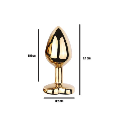 Foto 16 do produto Plug Anal Dourado "M" no Formato Cônico com Detalhe de Pedra Brilhante na Base de Coração | 7 x 3,3 cm | Disponível em 9 Cores