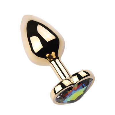 Foto 9 do produto Plug Anal Dourado "M" no Formato Cônico com Detalhe de Pedra Brilhante na Base de Coração | 7 x 3,3 cm | Disponível em 9 Cores