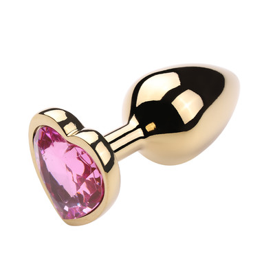 Foto 12 do produto Plug Anal Dourado "M" no Formato Cônico com Detalhe de Pedra Brilhante na Base de Coração | 7 x 3,3 cm | Disponível em 9 Cores
