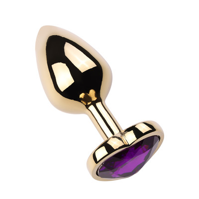 Foto 7 do produto Plug Anal Dourado "M" no Formato Cônico com Detalhe de Pedra Brilhante na Base de Coração | 7 x 3,3 cm | Disponível em 9 Cores
