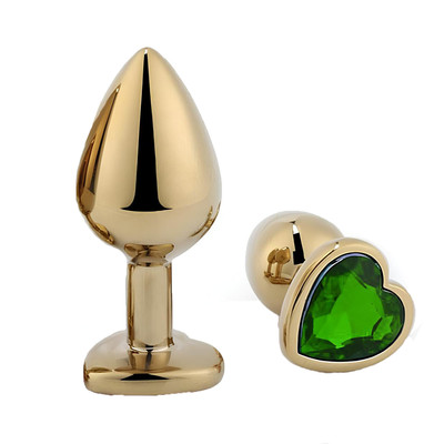 Foto 5 do produto Plug Anal Dourado "M" no Formato Cônico com Detalhe de Pedra Brilhante na Base de Coração | 7 x 3,3 cm | Disponível em 9 Cores