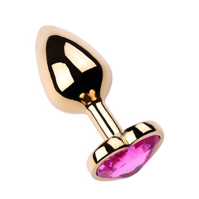 Foto 4 do produto Plug Anal Dourado "M" no Formato Cônico com Detalhe de Pedra Brilhante na Base de Coração | 7 x 3,3 cm | Disponível em 9 Cores