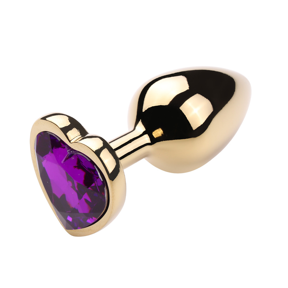Plug Anal Dourado "P" no Formato Cônico com Detalhe de Pedra Brilhante na Base de Coração - Vip Mix | 5,6 x 2,7 cm | Disponível em 6 Cores - 2