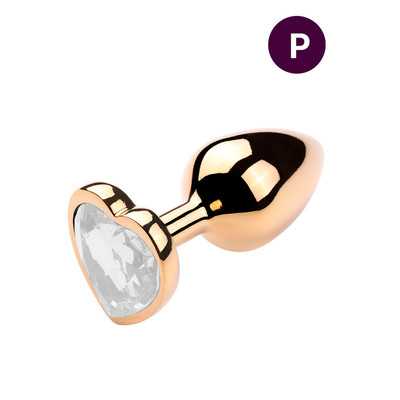 Plug Anal Dourado "P" no Formato Cônico com Detalhe de Pedra Brilhante na Base de Coração - Vip Mix | 5,6 x 2,7 cm | Disponível em 6 Cores