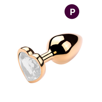 Plug Anal Dourado "P" no Formato Cônico com Detalhe de Pedra Brilhante na Base de Coração - Vip Mix | 5,6 x 2,7 cm | Disponível em 6 Cores