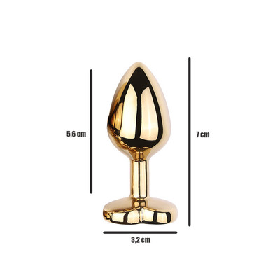 Foto 14 do produto Plug Anal Dourado "P" no Formato Cônico com Detalhe de Pedra Brilhante na Base de Coração - Vip Mix | 5,6 x 2,7 cm | Disponível em 6 Cores