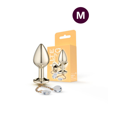 Plug Anal "M" Dourado com Pingente de Cristal - Sexy Fantasy Lite | 7,0 x 3,3 cm