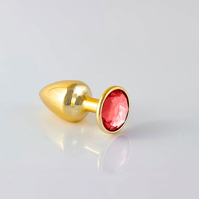 Plug Anal Dourado no tamanho "P" em ABS Atóxico com Formato Cônico e Detalhe de Joia - Hard Less | 6 x 2,6 cm | Disponível em 6 Cores