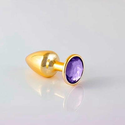 Foto 2 do produto Plug Anal Dourado no tamanho "P" em ABS Atóxico com Formato Cônico e Detalhe de Joia - Hard Less | 6 x 2,6 cm | Disponível em 6 Cores
