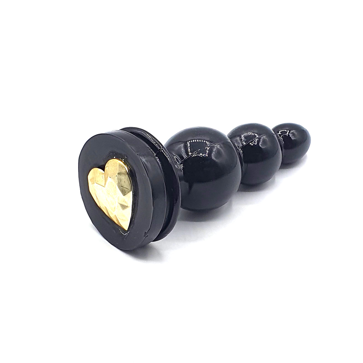 Plug Anal Escalonado com 3 Esferas de Tamanhos Gradativos e Detalhe de Joia de Coração na Base - InNamorata Love Items | 9,7 x 3,5 cm - 3