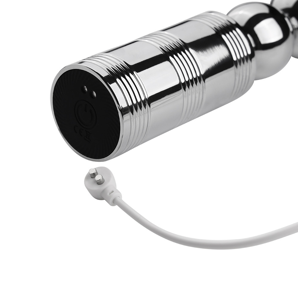 Plug Anal Escalonado em Aço com 10 Modos de Vibração e Carregamento via Cabo USB Magnético - Runyu | 14,5 x 3 cm - 7