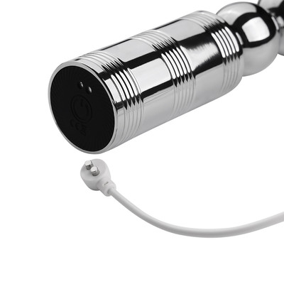 Foto 7 do produto Plug Anal Escalonado em Aço com 10 Modos de Vibração e Carregamento via Cabo USB Magnético - Runyu | 14,5 x 3 cm