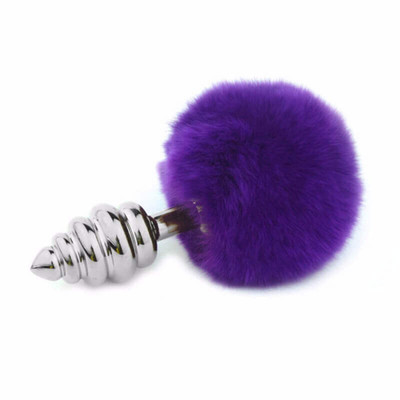 Foto 2 do produto Plug Anal Escalonado em Aço com Pompom - Tamanho: M | Disponível em 3 Cores