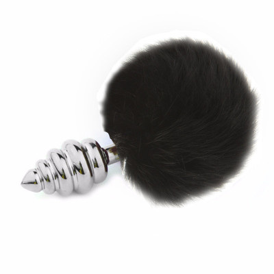 Foto 4 do produto Plug Anal Escalonado em Aço com Pompom - Tamanho: P | Disponível em 4 Cores