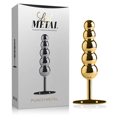 Foto 1 do produto Plug Anal Escalonado com Alça - Lust Metal Puch Metal | Disponível em 2 Cores