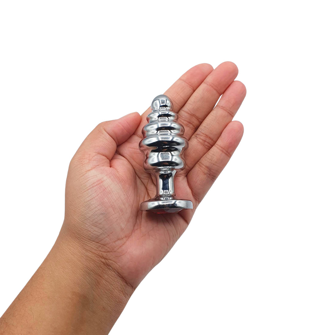Plug Anal ''M'' Escalonado Cromado com Joia na Base - Lust Metal Hive Plug | Disponível em 11 Cores - 14