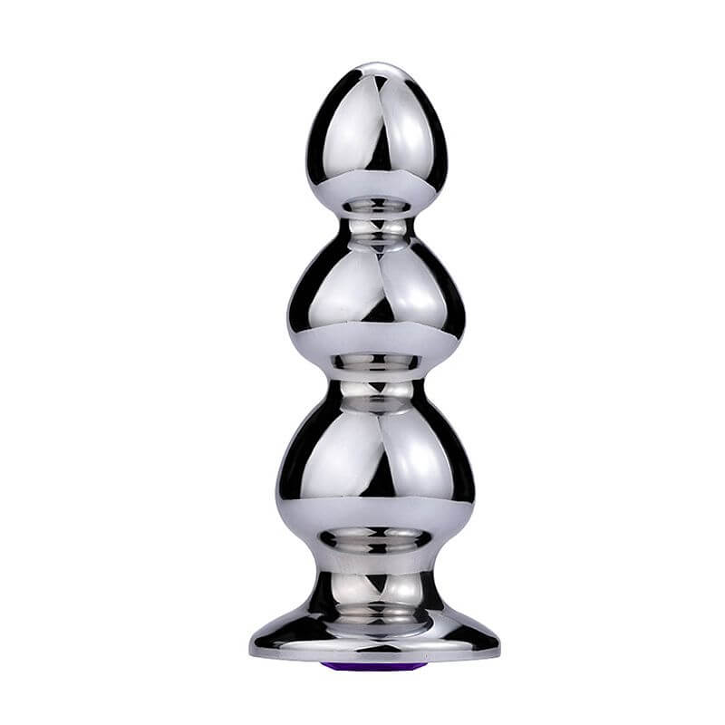 Plug Anal Escalonado com Esferas em Aço e Joia na Base - 13,9 x 5,6 cm | Cor: Azul - 2