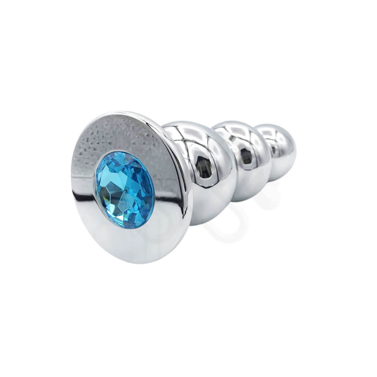 Plug Anal Escalonado com Esferas em Aço e Joia na Base - 13,9 x 5,6 cm | Cor: Azul - 1