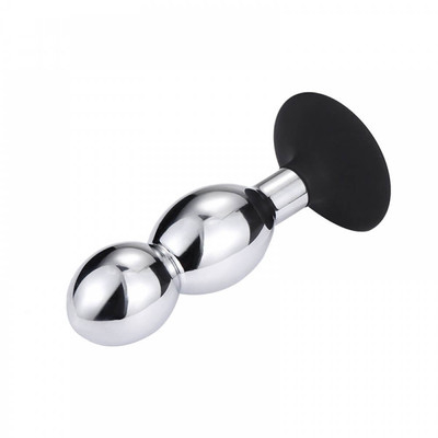 Foto 3 do produto Plug Anal Escalonado Feito em Alumínio Fundido com Base em Silicone e Ventosa - Anal Plug | 10 x 5,1 cm
