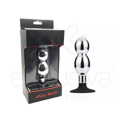 Plug Anal Escalonado Feito em Alumínio Fundido com Base em Silicone e Ventosa - Anal Plug | 10 x 5,1 cm