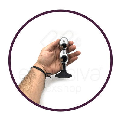 Plug Anal Escalonado Feito em Alumínio Fundido com Base em Silicone e Ventosa - Anal Plug | 10 x 5,1 cm