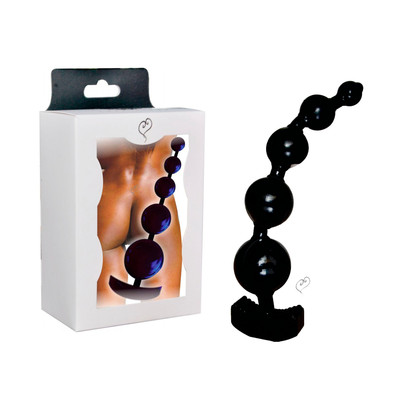 Plug Anal Escalonado Flexível com 5 Esferas - InNamorata Flex Black Sexy | 20,5 x 4,2 cm