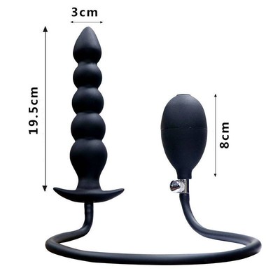 Foto 2 do produto Plug Escalonado Inflável com 5 Esferas para Penetração Anal - 18,5 x 3,5 cm