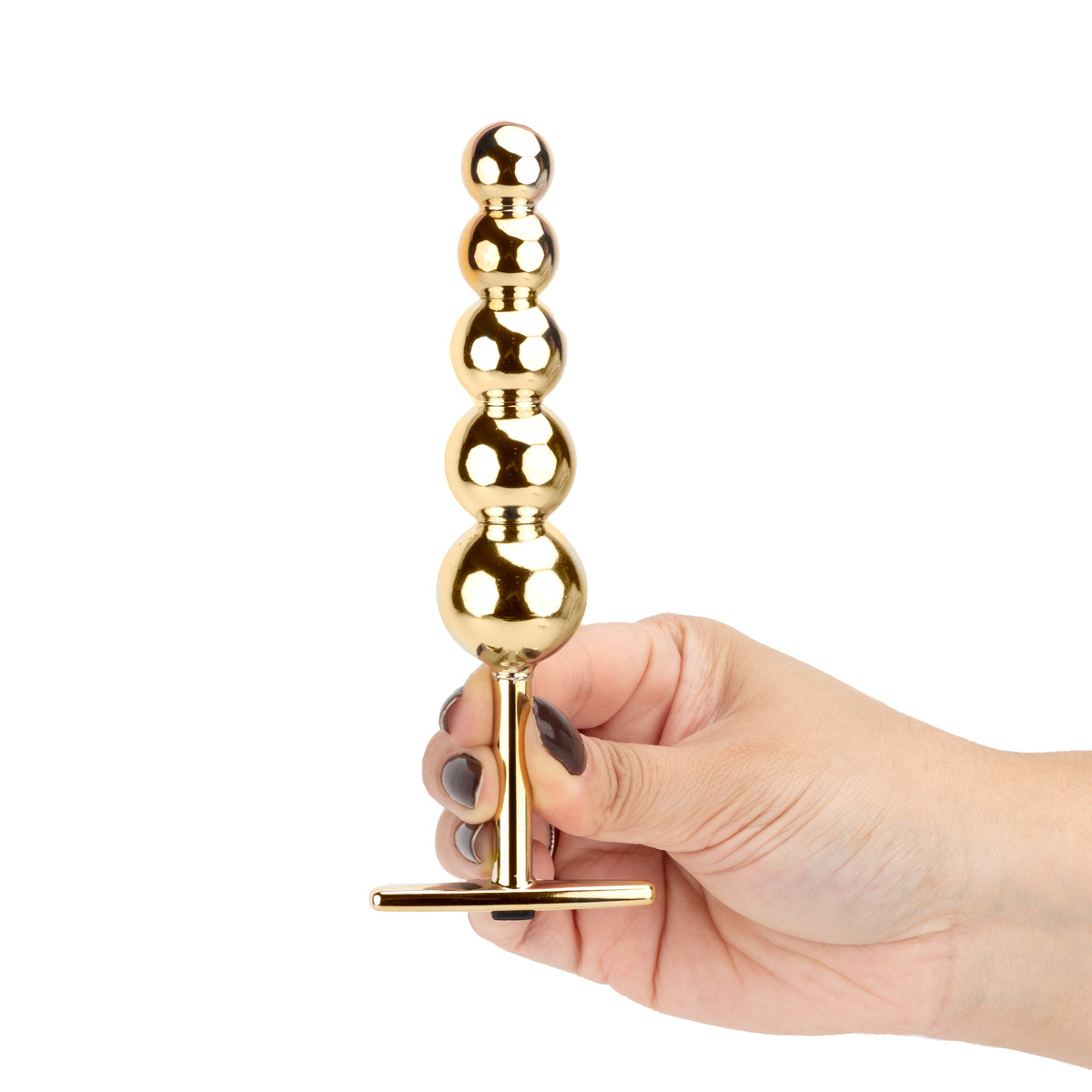 Plug Anal Escalonado em Metal com 5 Esferas de Tamanhos Gradativos e Suporte para Pegada - Hard Plug Ball | 14,8 x 3 cm | Disponível em 3 Cores - 8