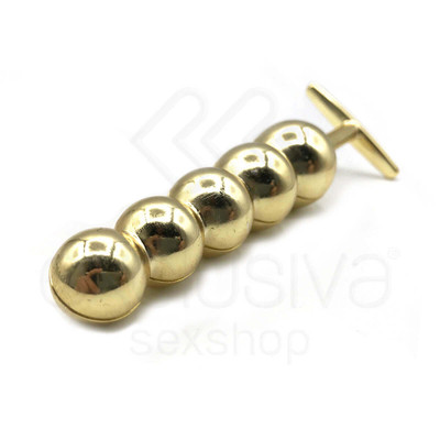 Foto 6 do produto Plug Anal Escalonado em Metal com 5 Esferas de Tamanhos Gradativos e Suporte para Pegada - Hard Plug Ball | 14,8 x 3 cm | Disponível em 3 Cores