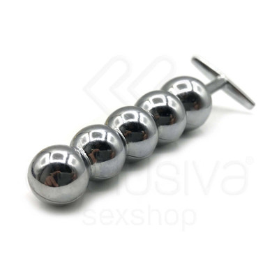 Foto 10 do produto Plug Anal Escalonado em Metal com 5 Esferas de Tamanhos Gradativos e Suporte para Pegada - Hard Plug Ball | 14,8 x 3 cm | Disponível em 3 Cores