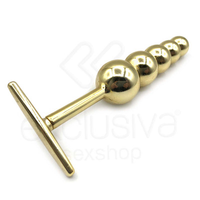 Foto 7 do produto Plug Anal Escalonado em Metal com 5 Esferas de Tamanhos Gradativos e Suporte para Pegada - Hard Plug Ball | 14,8 x 3 cm | Disponível em 3 Cores