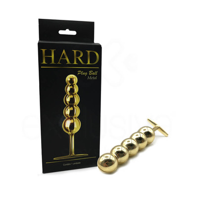 Foto 5 do produto Plug Anal Escalonado em Metal com 5 Esferas de Tamanhos Gradativos e Suporte para Pegada - Hard Plug Ball | 14,8 x 3 cm | Disponível em 3 Cores