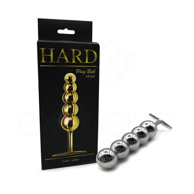 Foto 9 do produto Plug Anal Escalonado em Metal com 5 Esferas de Tamanhos Gradativos e Suporte para Pegada - Hard Plug Ball | 14,8 x 3 cm | Disponível em 3 Cores
