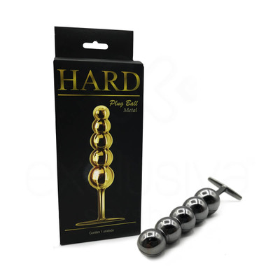 Foto 1 do produto Plug Anal Escalonado em Metal com 5 Esferas de Tamanhos Gradativos e Suporte para Pegada - Hard Plug Ball | 14,8 x 3 cm | Disponível em 3 Cores