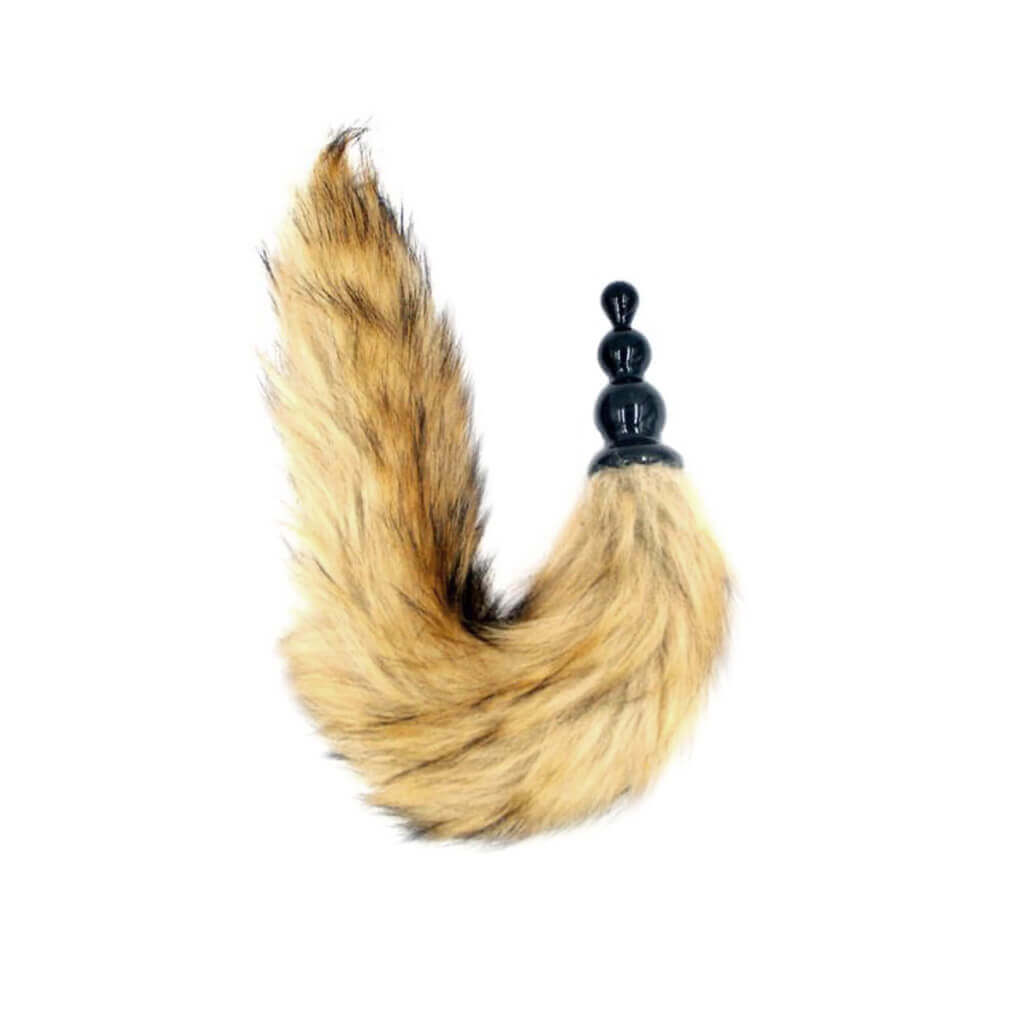 Plug Anal Escalonado com Rabo Artificial - 36 cm | Cor: Bege com Preto - 2