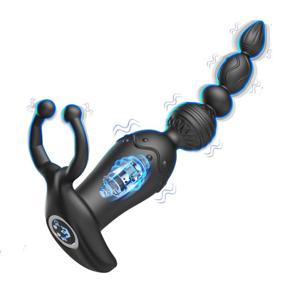 Plug Anal Escalonado Recarregável, Feito em Silicone com 9 Modos de Vibração e Interação por Aplicativo - 16,5 x 3,5 cm