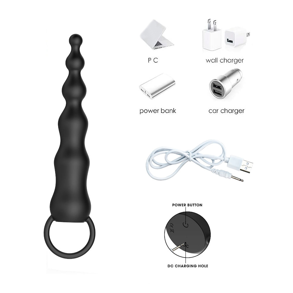 Plug Anal Escalonado em Silicone com 10 Modos de Vibração, Alça de Segurança, Recarregável e Resistente à Água - Youvibe | 13 x 3 cm - 6