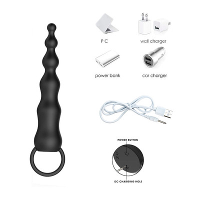 Foto 6 do produto Plug Anal Escalonado em Silicone com 10 Modos de Vibração, Alça de Segurança, Recarregável e Resistente à Água - Youvibe | 13 x 3 cm