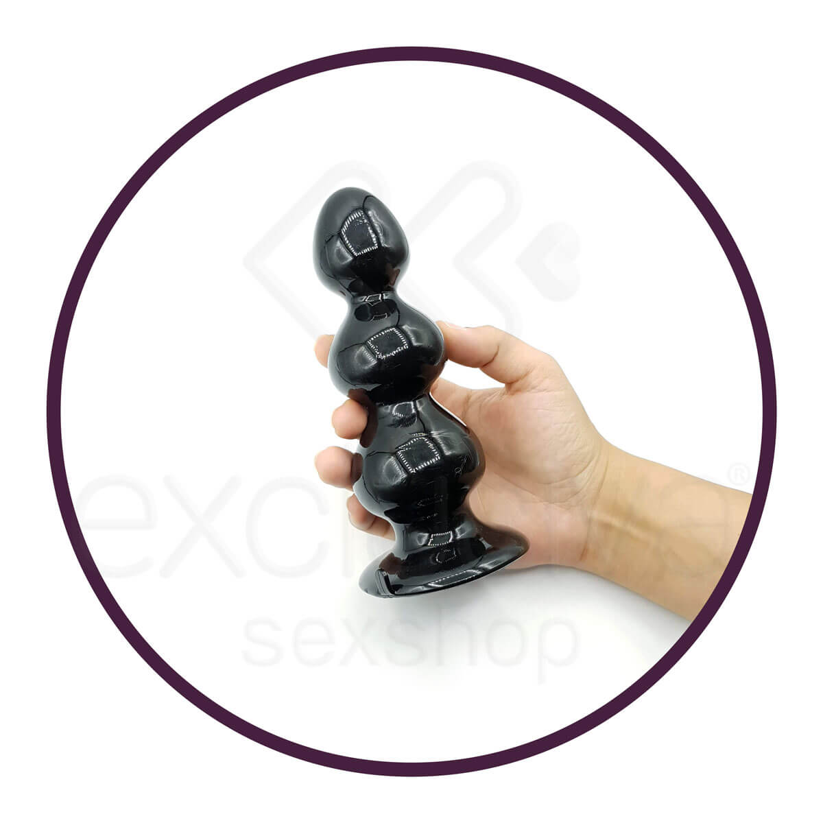 Plug Anal Escalonado em Silicone com Base de Segurança e Ventosa - 15 x 5,5 cm - 3