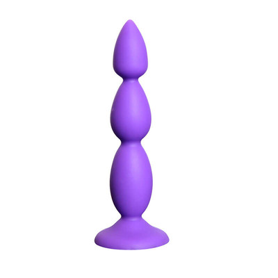 Foto 2 do produto Plug Anal Escalonado em Silicone com Base de Segurança e Ventosa - 12 x 2,5
