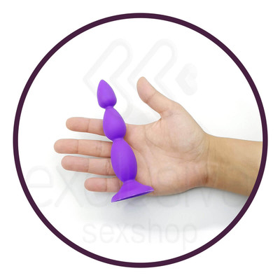 Foto 5 do produto Plug Anal Escalonado em Silicone com Base de Segurança e Ventosa - 12 x 2,5