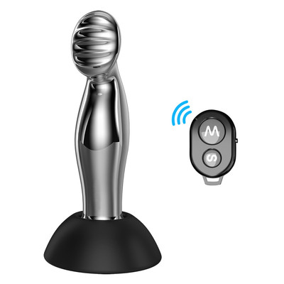 Foto 2 do produto Plug Anal Estimulador de Próstata em Aço com 10 Modos de Vibrações e Controle Remoto sem Fio - Massager | 10,1 x 3,0 cm