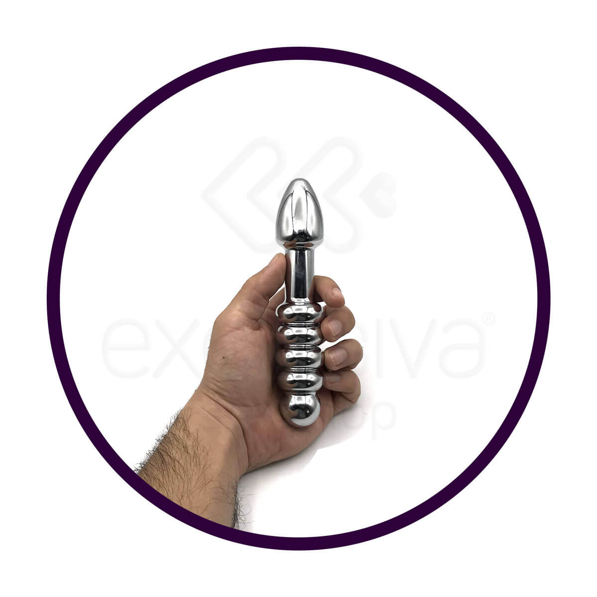 Plug Anal em Forma de Cone com Esferas Massageadoras Confeccionada em Alumínio Fundido - 17,5 x 3,5 cm - 3