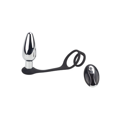 Plug Anal em Formato Cônico com 10 Modos de Vibrações, Anel Duplo em Silicone, Controle Remoto e Recarregável - SI | 9,5 x 3,7 cm